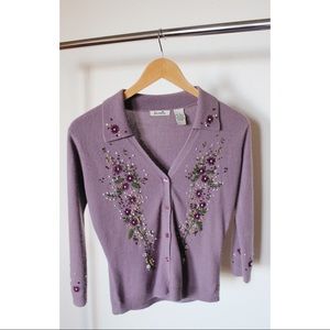 Accomplice Lilac Beaded & Embroidered Sweater